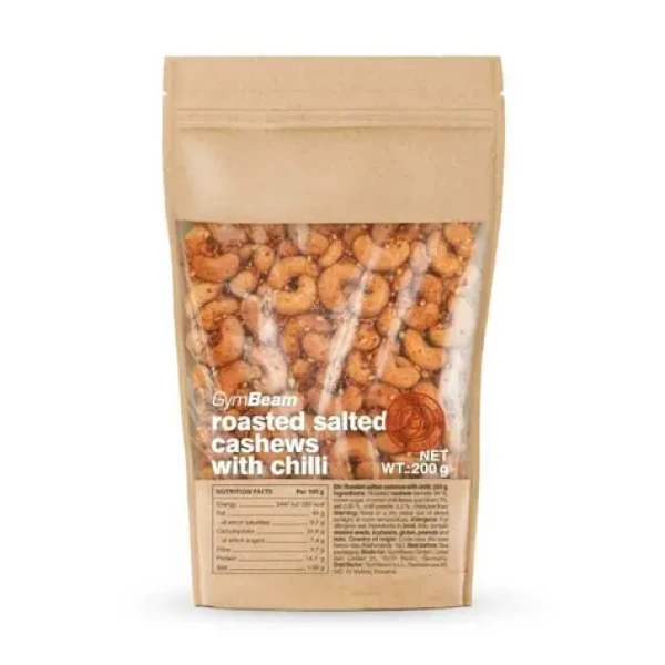 Pražené solené kešu ořechy s chilli - GymBeam (200 g) (112900-1-200g)