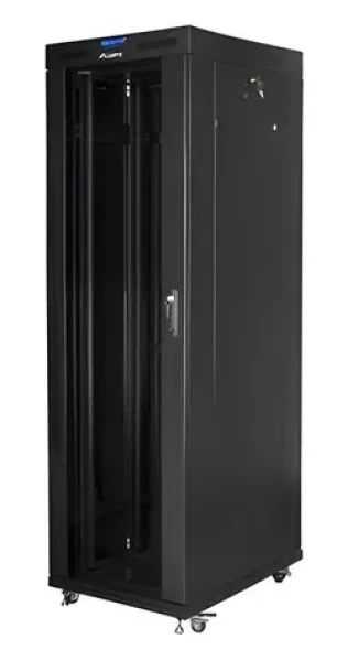 Lanberg FF01 42U 800x800 černý / Rozvaděč / 19" / volně stojící / prosklené dveře / nosnost 800 kg (FF01-8842-12B)