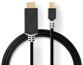 Nedis Mini DisplayPort - HDMI antracit / Kabel Mini DisplayPort na HDMI / 48 Gbps / Pozlacené konektory / 2 m (CCBP37604AT20)