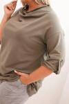 Dámská blůza Plus Size s bavlnou volného střihu s vodním výstřihem khaki UNI