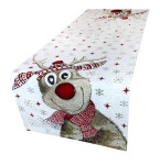 DumDekorace Vánoční gobelínový ubrus Veselý sob Šířka: 40 cm | Délka: 180 cm