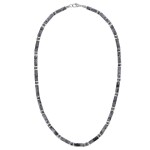 Luxusní pánský náhrdelník Antonio - larvikit, hematit, Šedá 45 cm