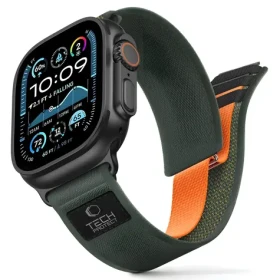 Tech-Protect Nylon Elite zelená/oranžová / Řemínek pro Apple Watch / 44/45/46/49 mm / Nylon