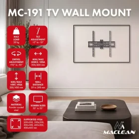 Maclean nástěnný držák TV černá / Nástěnný držák pro TV / VESA 200x200-400x400 mm / 32-55" / nosnost 30 kg (MC-191)