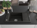 MEXEN/S - Elias granitový dřez 1 s odkapávačem včetně baterie Aster, černá/zlatá metalik 6511-75-73450-07
