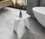 CERANO - Koupelnová stolička z litého mramoru Tara - bílá matná - 43x43x23,5 CER-426655