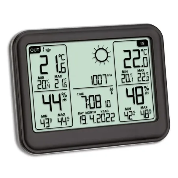TFA 35.1141.01 MEMO šedá / Meteostanice / DCF-77 / bezdrátové čidlo 60 m / vlhkoměr
