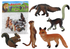 Mamido Figurky zvířat 5 kusů - veverka surikata mravenečník liška lemur