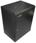XtendLan 15U 600x450 mm / Nástěnný rozvaděč / jednodílný / plné dveře / proti vykradení (WS-15U-64-FS-BLACK-P)