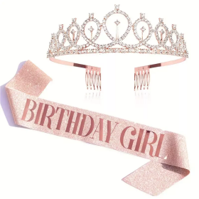 Ptakoviny.cz Sada Birthday Girl - šerpa a korunka růžová
