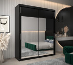Šatní skříň Abi T3 s nástavcem Barva korpusu: Černá, Rozměry: 150 cm, Dveře: Černá