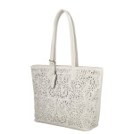 Stylová dámská koženková kabelka na rameno Zoe, krémová