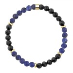 Pánský korálkový náramek Joel Gold - 6 mm lapis lazuli, lávový kámen, 23 cm Modrá