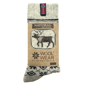 WOOLWEAR of Scandinavia Vlněné ponožky Reindeer no. 127B 43/46, béžová barva, textil