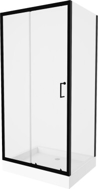 MEXEN/S - Apia Sprchový kout 100x80, transparent, černá + vanička Rio 840-100-080-70-00-4510