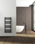 CERANO - Koupelnový radiátorový set Franko - kombinované výtápění, termo tyč - středové připojení 50 mm - 300W - černá matná - 1200x500 mm CER-663337