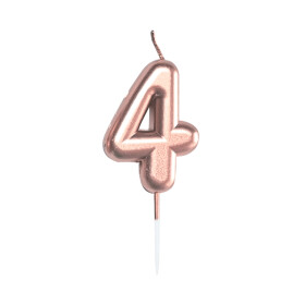 Svíčka dortová rose gold 5 cm číslo 4 - Albi