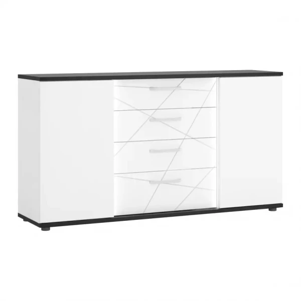 Komoda Venezia VENK01 2D4S bílý alpský/dub vicenza černá/mdf bílý L