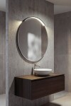 SAPHO - BORD kulaté zrcadlo s LED svítidlem MOON, broušená hrana, ø 80cm, CU free, černá mat 22446-2211B