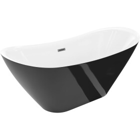 MEXEN/S - Lotos volně stojící vana 160 x 75, bílá/černá, sifon a přepad grafit metal 52051607775-95