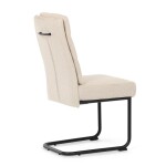 Židle jídelní, taštičkové pružiny v sedáku, madlo na opěráku, krémová látka, černý kov