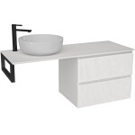 CERANO Koupelnová skříňka Carole - bílá matná rýhovaná + deska pod umyvadlo z lit. mramoru Elanys - 12 mm + konzole černá - 160x46x49,2 cm - 451347