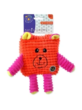BeFun Calypso čtverec oranžová / Hračka pro psy / fleece / senior / 12,5 cm