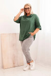 Dámská blůza Plus Size s bavlnou volného střihu s vodním výstřihem tmavě zelená UNI