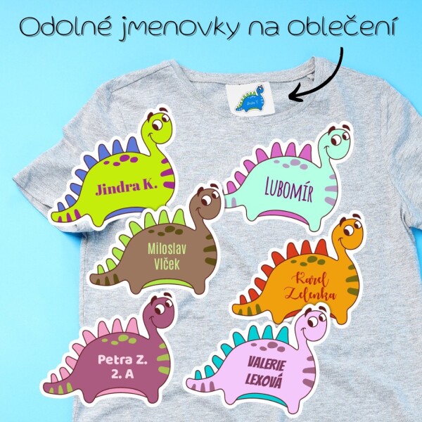 Jmenovka pro děti na oblečení DINOSAURUS, nažehlovačka