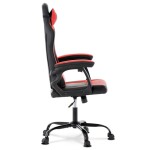 Herní křeslo, červená a černá ekokůže, houpací mechanika, opěrák 135°