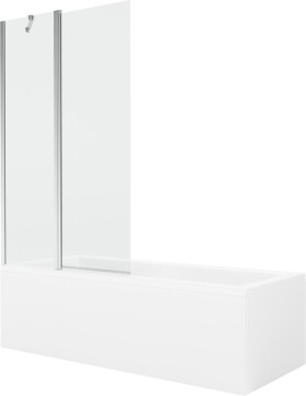 MEXEN/S - Cubik obdélníková vana 150 x 70 cm s panelem + vanová zástěna 100 cm, transparent, chrom 550315070X9401010100