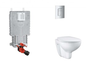 GROHE - Uniset Set předstěnové instalace, klozetu, sedátka SoftClose a tlačítka Skate Cosmopolitan, matný chrom SANI15BB2102