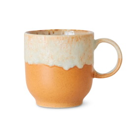 HK living Kameninový hrnek café mug 70's Dunes 250 ml, oranžová barva, keramika