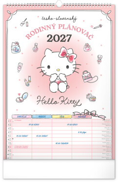 Nástěnný kalendář 2027 Notique Rodinný plánovací Hello Kitty XL, 33 x 46 cm