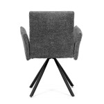 Židle jídelní, šedá látka, černý kov, otočný mechanismus 90°/90° (L/P) - funkce reset