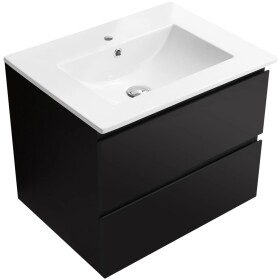 CERANO Koupelnová skříňka Carole - černá matná + keramické umyvadlo Todo - bílá lesklá - 71x50x46,5 cm
