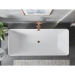 MEXEN/S - Velo Slim volně stojící vana 170 x 75, bílá, sifon a přepad růžové zlato 52811707500-60