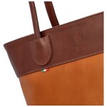 Luxusní dámská kožená kabelka na rameno Erok, koňakovo-hnědá