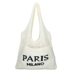 Stylová háčkovaná kabelka na rameno Paris, krémová