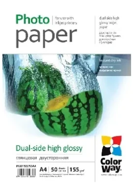 COLORWAY Oboustranný fotopapír / Vysoce lesklý / A4 / 155g/m2 / 50 listů (PGD155050A4)