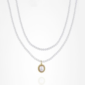 Dvouřadý perlový náhrdelník Countess - sladkovodní perla, 38 cm + 5 cm (prodloužení) Bílá