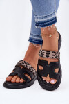 Kožené Dámské Sandály S Páskem Leopard Vinceza 66769 Černé 40