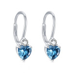 LUNICA Stříbrné náušnice SRDCE MODRÝ TOPAZ 0808