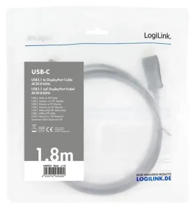LogiLink USB-C - DisplayPort 1.8 m černá / Redukce / 4K / 60 Hz (UA0335)