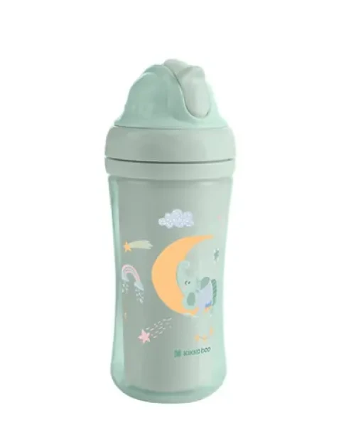 KikkaBoo Hrnek se silikonovým brčkem 220ml 8m+ Moony me Mint / od 8 měsíců (31302030080KB)