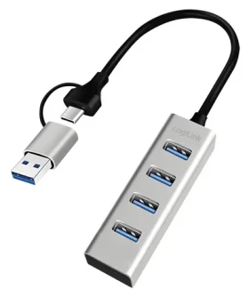USB Hub 4 porty hliníkový / Hub / 4x USB-A / 5 Gbps / kabel 0,15 m (UA0455)
