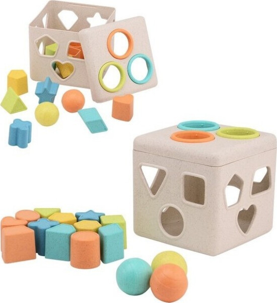 Vkládačka kostka Happy World bio plastic - Johntoy