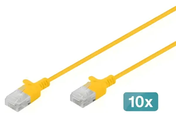 Digitus CAT6 U/UTP Slim 0,3m žlutá / Patch kabel / RJ-45 / 250 MHz / 10 ks (DK-1618-003S-Y-10)