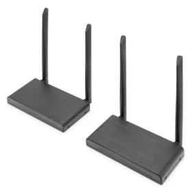 Digitus 4K Wireless HDMI KVM Extender Set černá / Bezdrátový HDMI extender / KVM / 150 m / 4K 30Hz / 5 GHz (DS-55328)