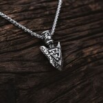 Pánský náhrdelník Ódinovo kopí - GUNGNIR - symbol VALKNUT, Stříbrná 60 cm